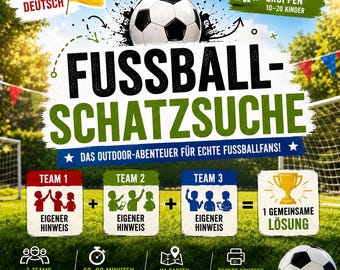 Fußball geschenk, Escape room, Schnitzeljagd, Deutsch, Geburtstag