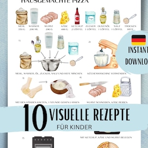 10 receitas visuais, Kochen mit kindern, Receitas infantis, Modelo de livro de receitas para família