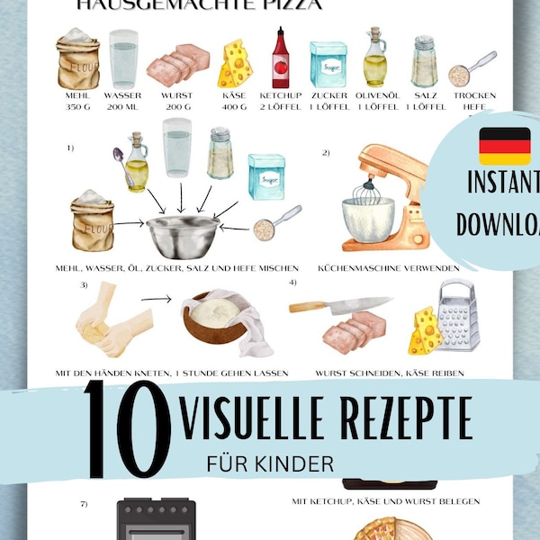 10 visuelle rezepte, Kochen mit kindern, Kinder rezepte,  Family cookbook template