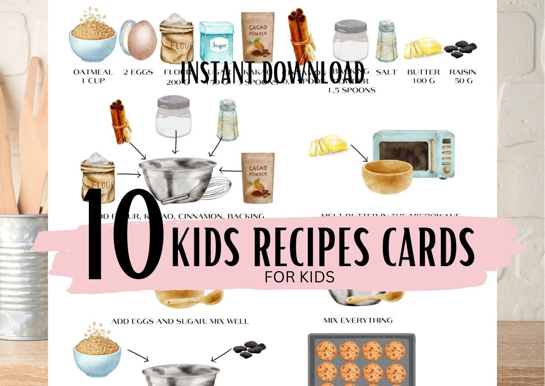 10 Recipes Kids Cards, Recipe Cards, Recipe Cards Printable, Cookbook