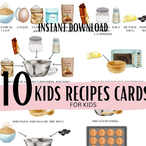 Kids Printable Recipe Cards - Etsy