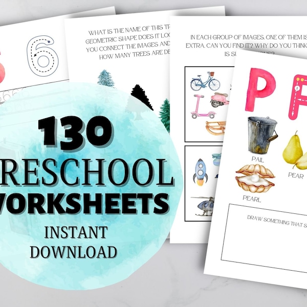 130 Preschool Worksheets, Worksheets for kids, Preschool activities, Preschool printables