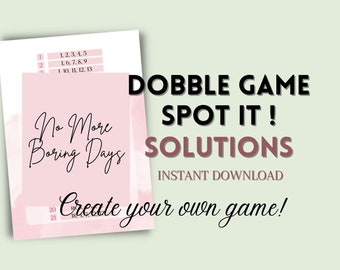 Dobble game, Game solution, Personalized game, Spot card it, Dobble card game
