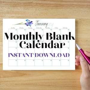 Monthly calendar, Calendar 2022, Printable Calendar Template, Minimalist Calendar