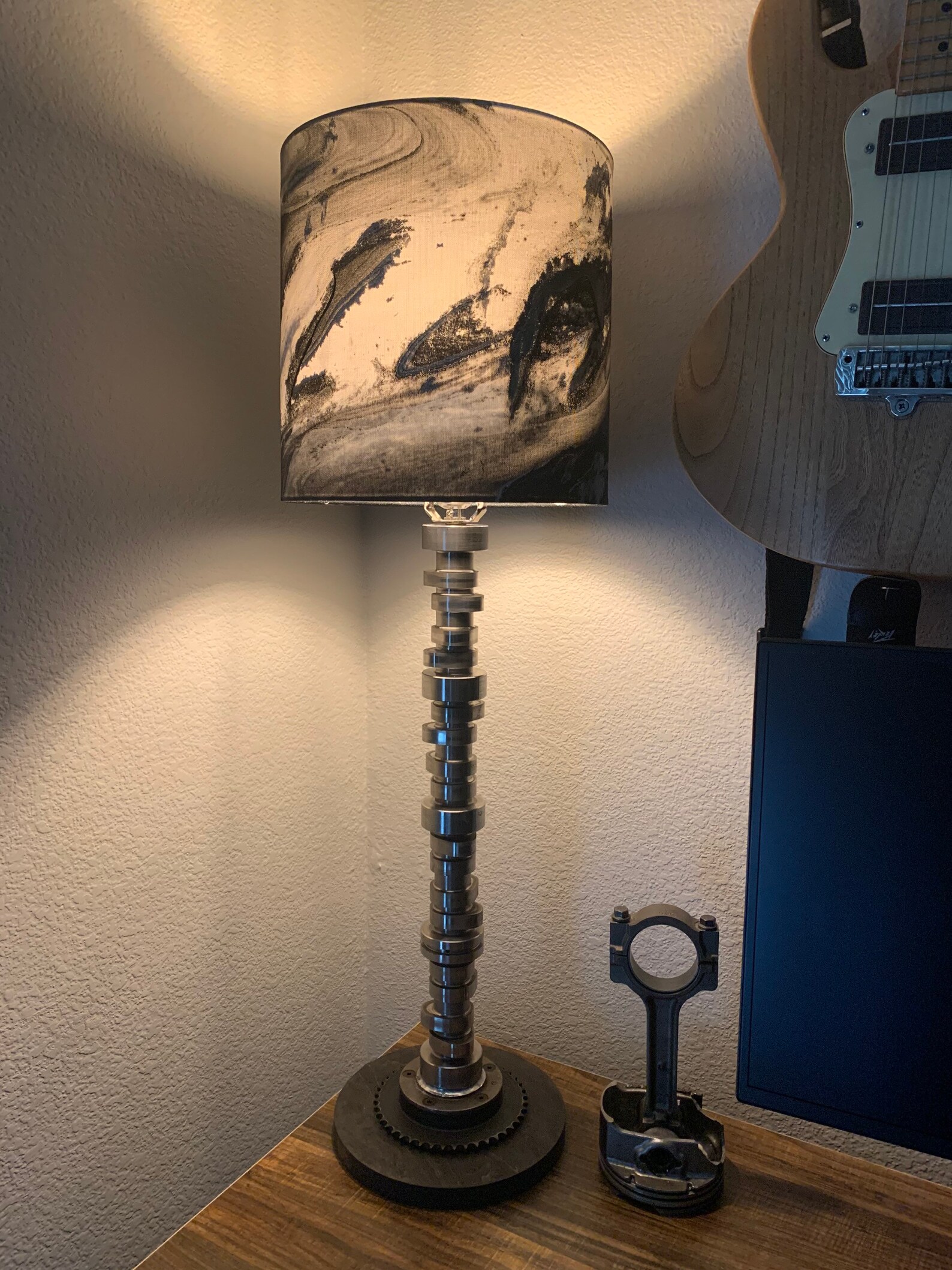 Camshaft Lamp with hydro dipped shade Etsy