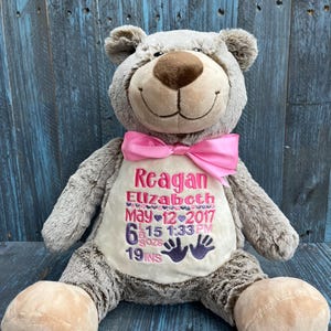 Personalized Birth Stats Stuffed Animal, Baby Shower Gift