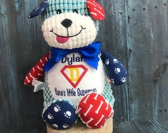 Personalized embroidered plush dog, Custom Keepsake Gift