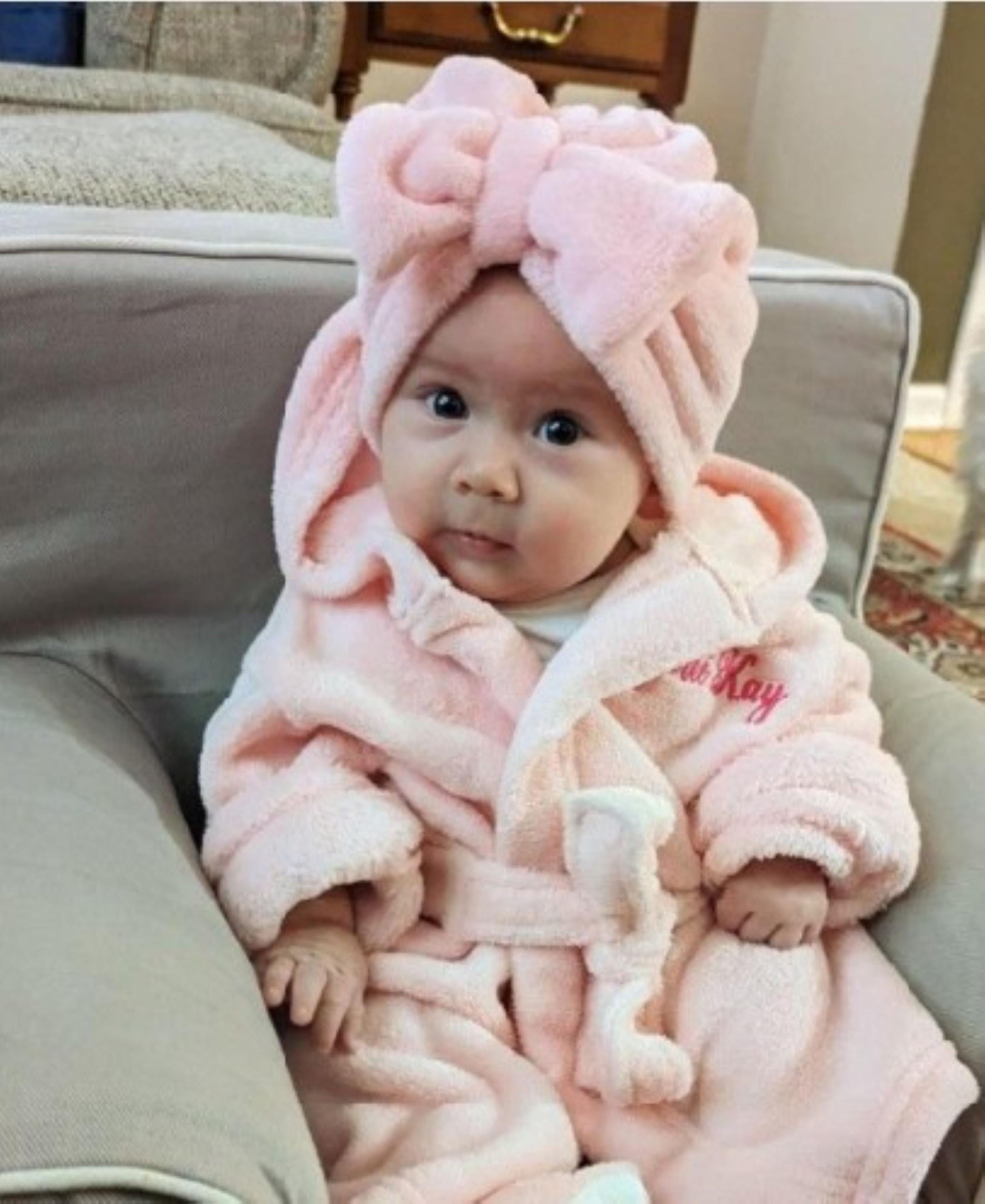 Infant Spa Set-,new Baby gift, Custom baby gift, Personalized Baby Robe, New baby girl gift, custom robe, baby shower gift, newborn bathrobe