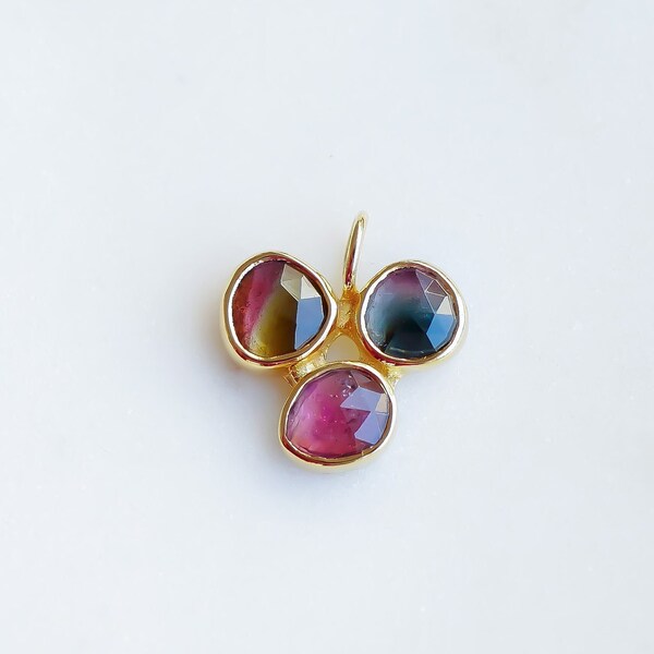 Bi-color Tourmaline Pendant Handmade Pendant Long Gemstone