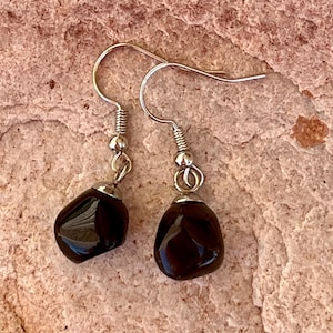 Apache Tear Obsidian Dangle Earrings: Arizona Mined Grief Stone, Handmade