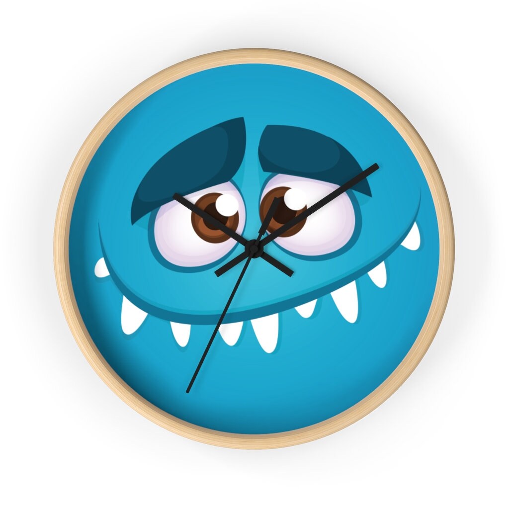 Blue monster wall clock children's clock for bedroom Etsy