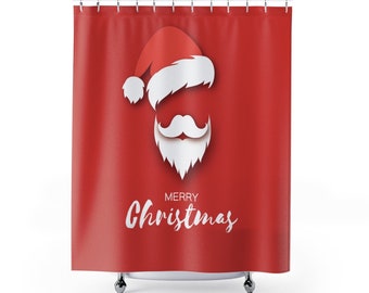 Shower Curtain Santa Claus Merry Christmas Holiday