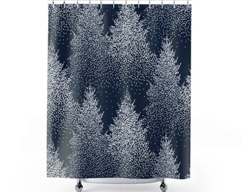 Shower Curtain Trees, Christmas Trees, Holiday Trees, Snow