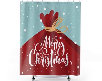 Shower Curtain Merry Christmas Santa Claus