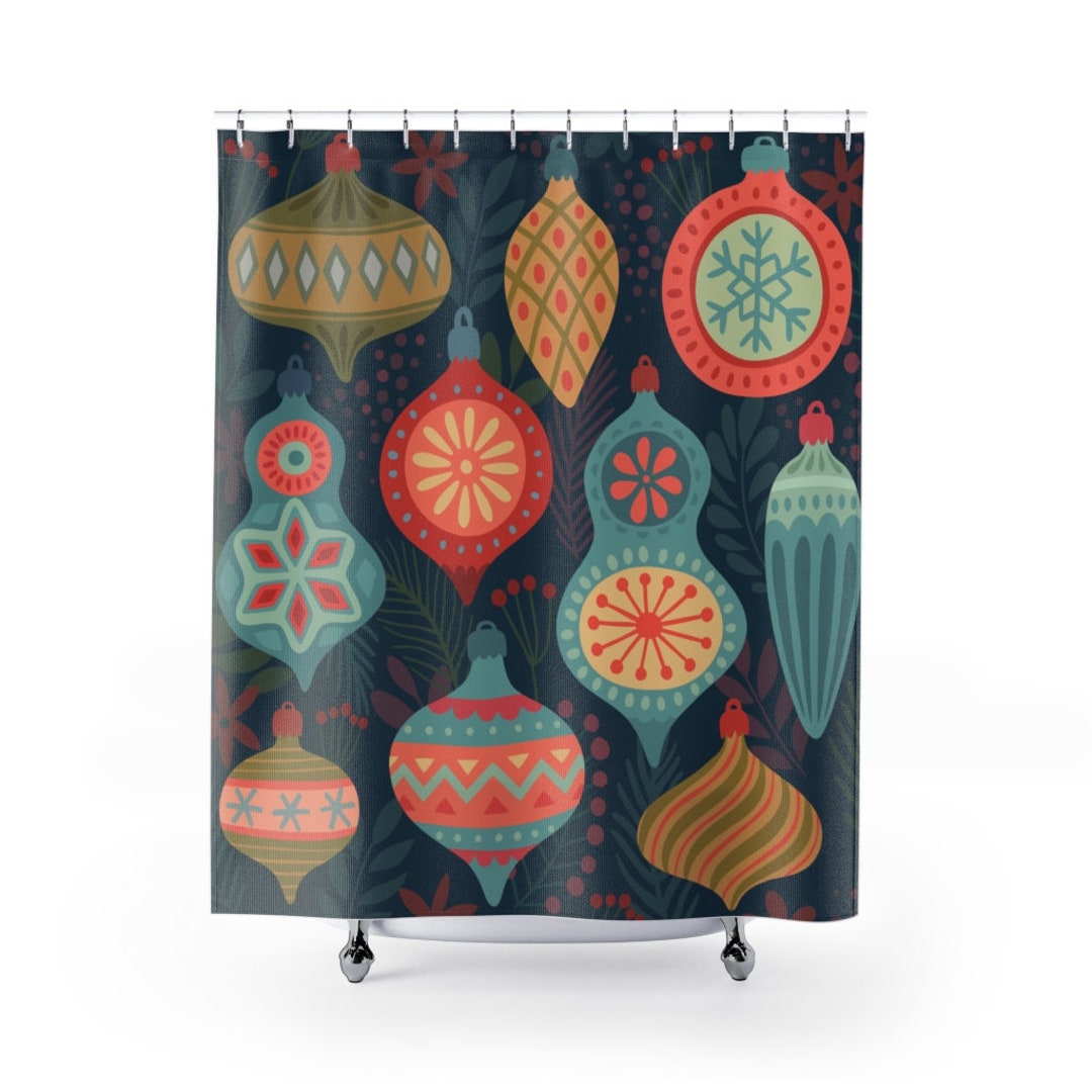 Shower Curtain Christmas Tree Ornament Holiday Etsy