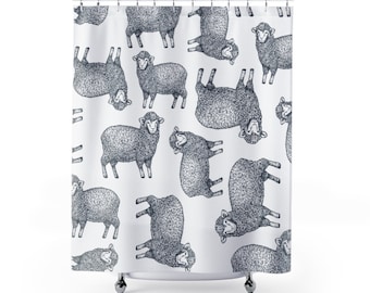Dia Noche Designs Shower Curtains by Tooshtoosh Willo Sheep Bathroom Accessories