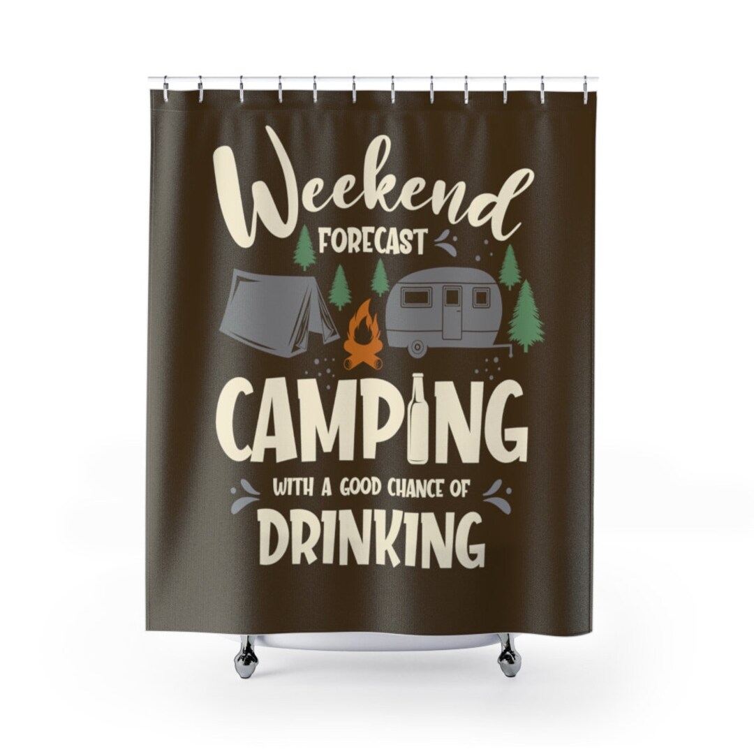 Shower Curtain Camping and Drinking Etsy.de