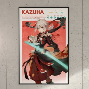 KAZUHA Poster Genshin Impact Character Info Video Games | Etsy