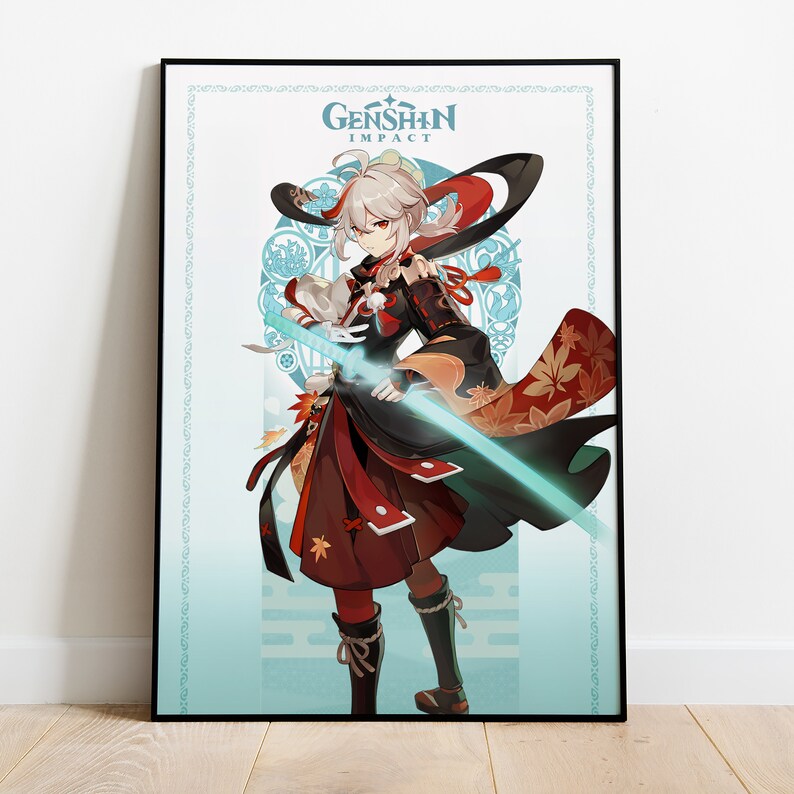 KAZUHA Card Poster Genshin Impact Character Info Video Etsy