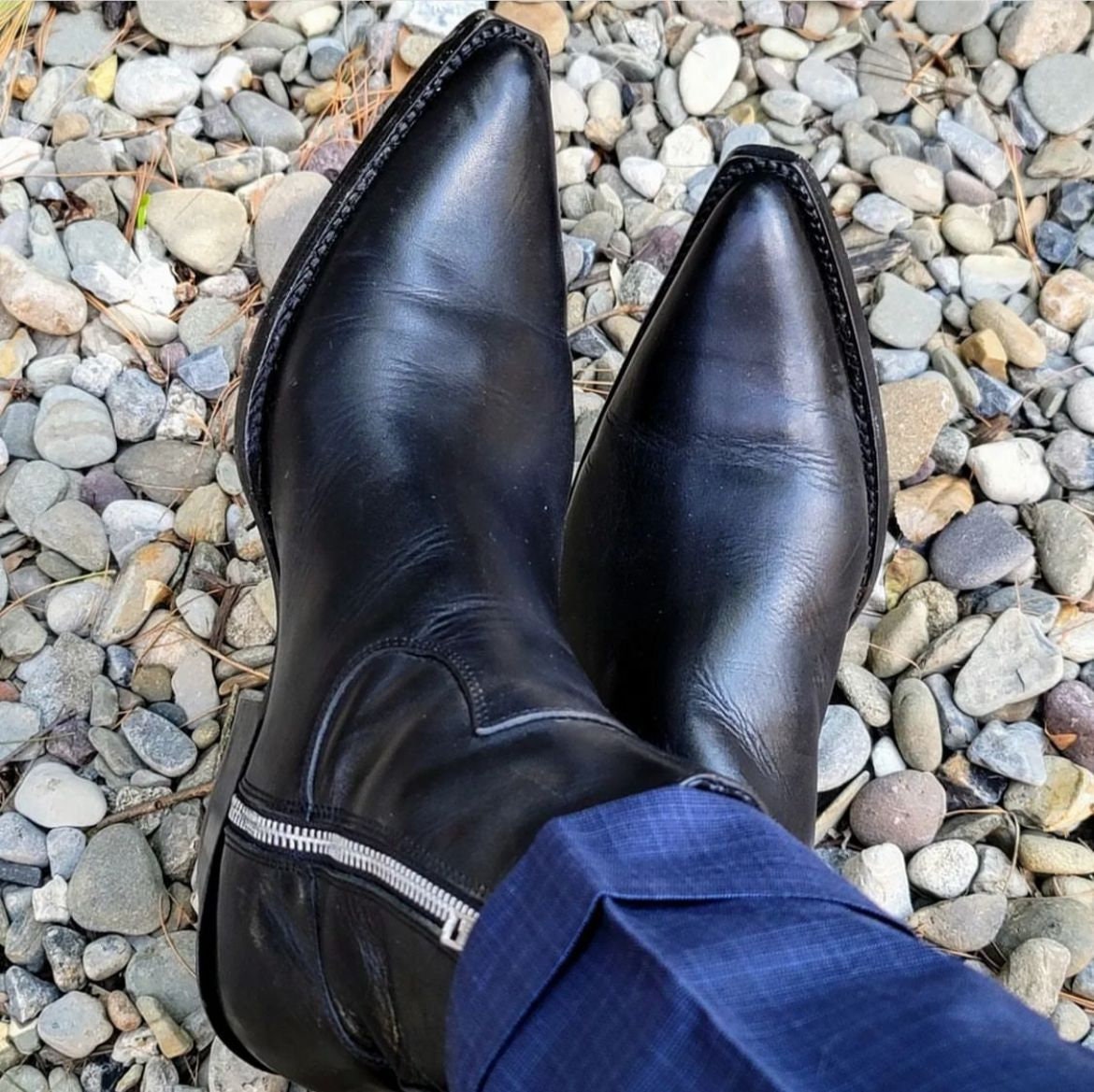 New Handmade Pure Leather Zipper Cowboy Boots for Men's - Etsy