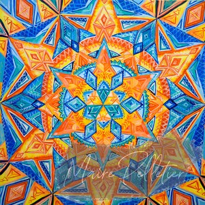 Kaleidoscope in Blue and Orange - Digital Print