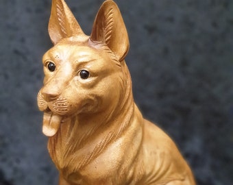 Wooden German Shepherd hand carved, Wooden Alsatian
