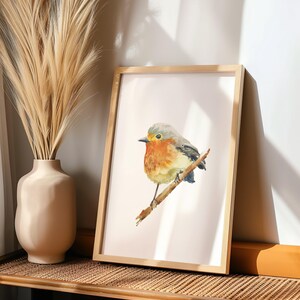 Arte murale di Robin Bird, stampa acquerello di Robin, dipinto di Robin, acquerello di animali, arte murale per la cameretta dei bambini, regalo di uccelli, decorazione di uccelli, illustrazione di uccelli