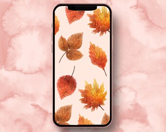 Fall phone wallpaper, Autumn Phone wallpaper, Phone decor, Iphone wallpaper, Leaves Phone art, Iphone background, Orange, brown, red phone