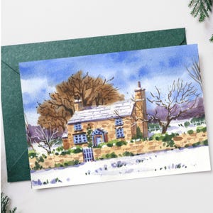 Juego de 4 postales navideñas, juego tarjetas navideñas acuarela, paquete postales, postales ilustradas, vintage tarjetas, tarjetas Navidad
