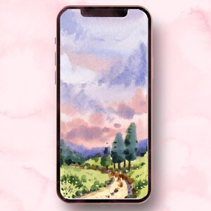 Papel de parede do telefone em aquarela, papel de parede do telefone, papel de parede do iPhone, arte do papel de parede do telefone, fundo do iPhone, tela de bloqueio do telefone em aquarela