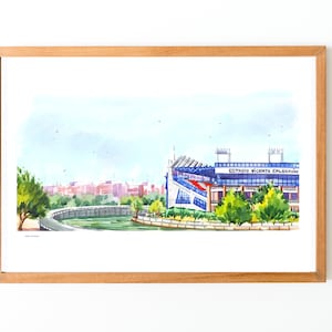 Estadio de fútbol Vicente Calderón acuarela, Lámina de deportes, Atlético de Madrid, Aficionados al fútbol, Fans Atleti, regalo atleticos