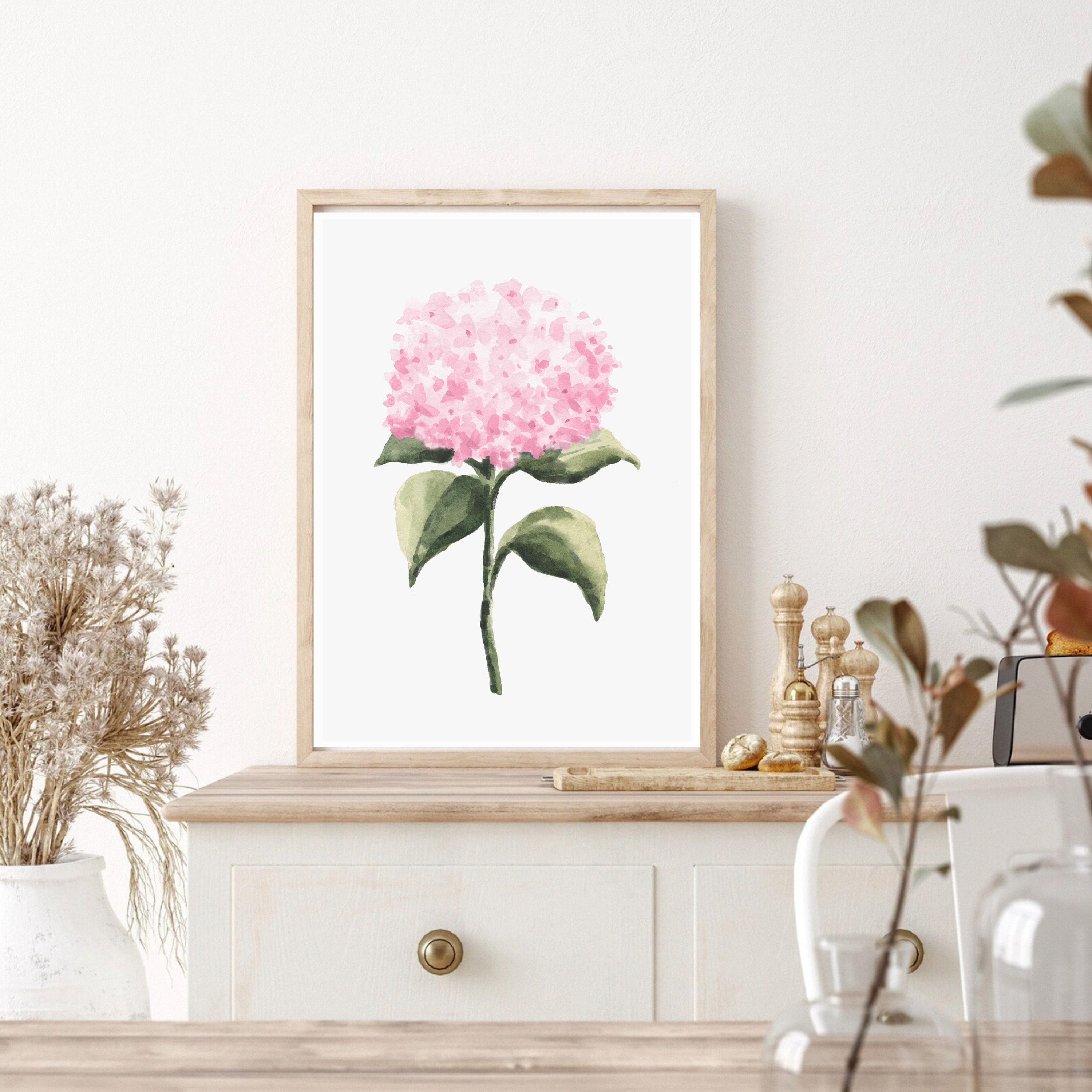 Blush Pink Hydrangea Watercolor Print Botanical Wall Art - Etsy