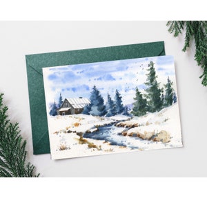 Set di cartoline di Natale, set di 4 set di biglietti di auguri, pacchetti di cartoline, pacchetti di cartoline, cartoline illustrate, cartoline vintage acquerellate, cartoline invernali