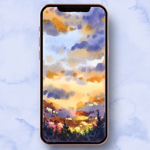 Papel de parede do telefone em aquarela, papel de parede do telefone, papel de parede do iPhone, arte do papel de parede do telefone, fundo do iPhone, tela de bloqueio do telefone em aquarela