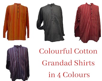 Cotton Round Neck Shirt - Comes in Orange, Red, Purple, Black / White & Grey / White - Fair Trade - Summer Sale - 20% off - Limited Stock