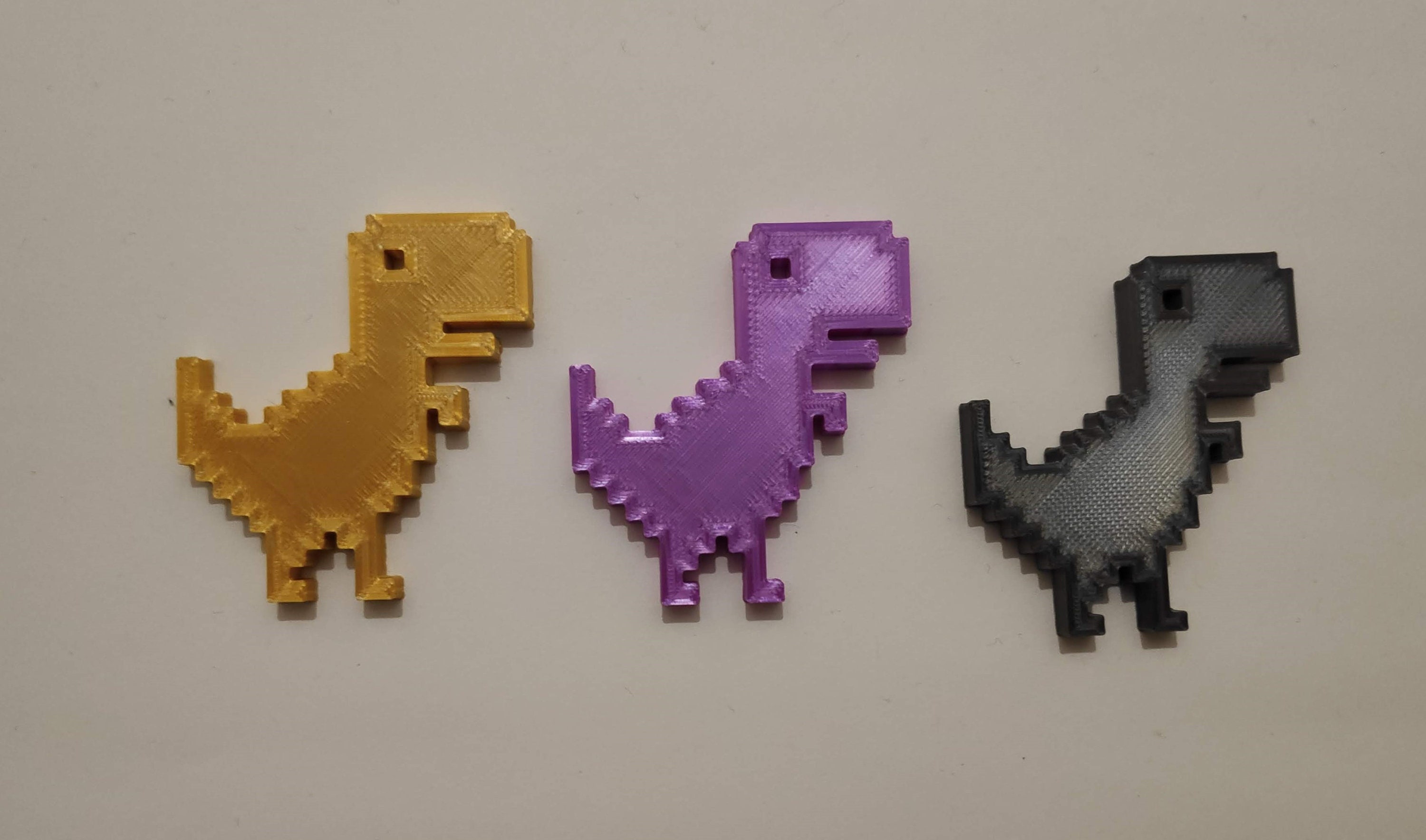 Chrome Dino/t-rex/dinosaur Fridge Magnet 3d Printed. A Great 