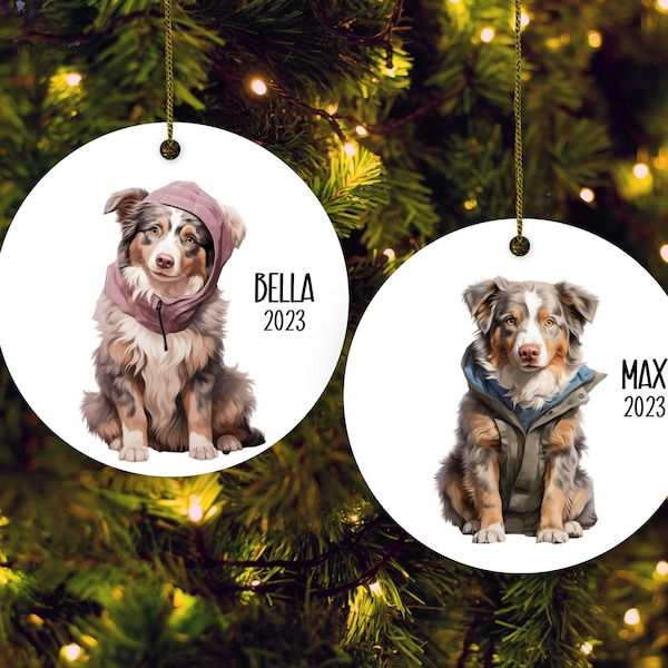 Custom Australian Shepherd Christmas Ornament - Personalized Dog Breed Ornament - Handmade Keepsake Holiday Gift - Pet Lover's Gift