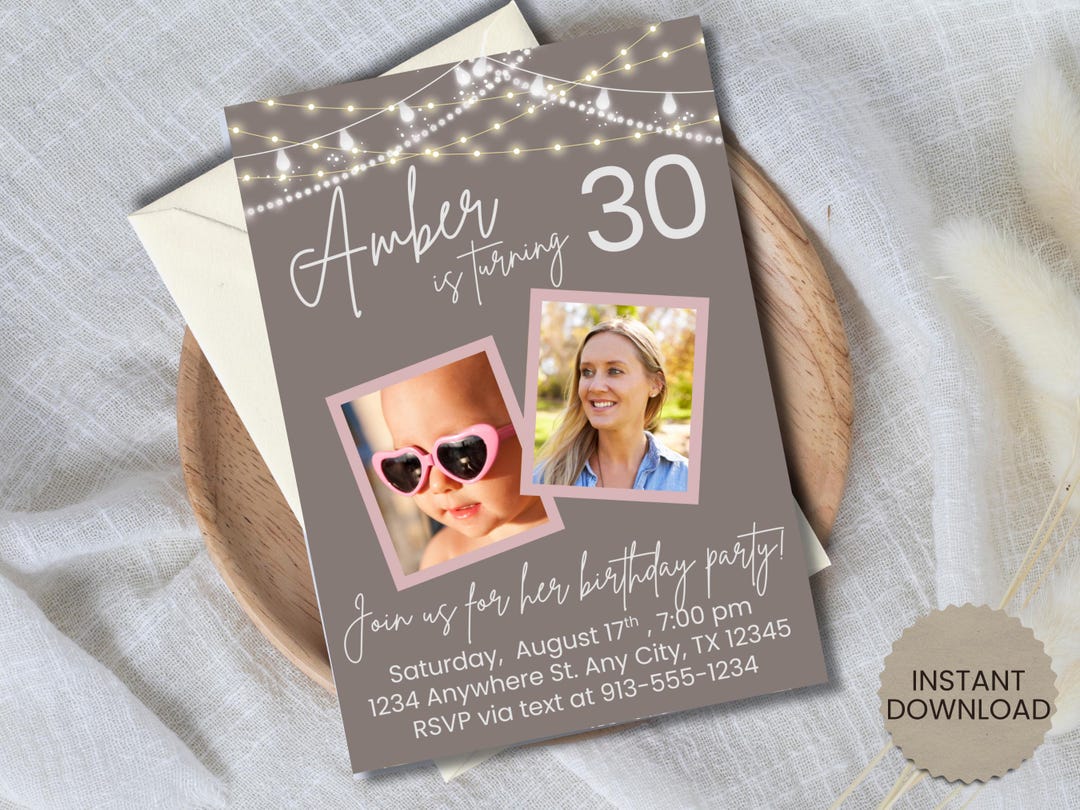 30th Birthday Invitation Canva Template - Editable Text - Printable or ...