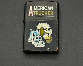 Vintage American Trucker Eagle Semi Truck Flip Top Lighter Black Wild and Free