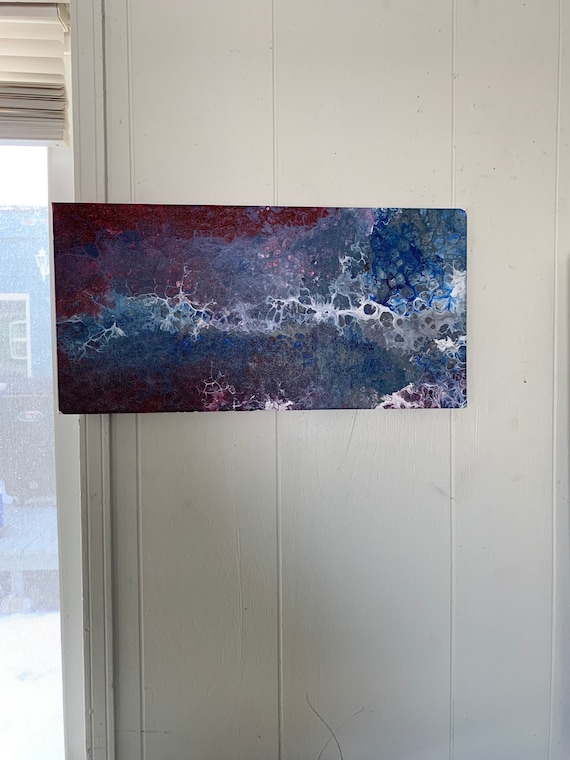 Original small acrylic fluid art painting
