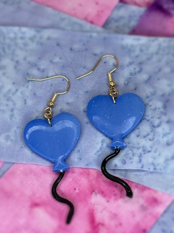 Blue Ballon Polymer Clay Earrings