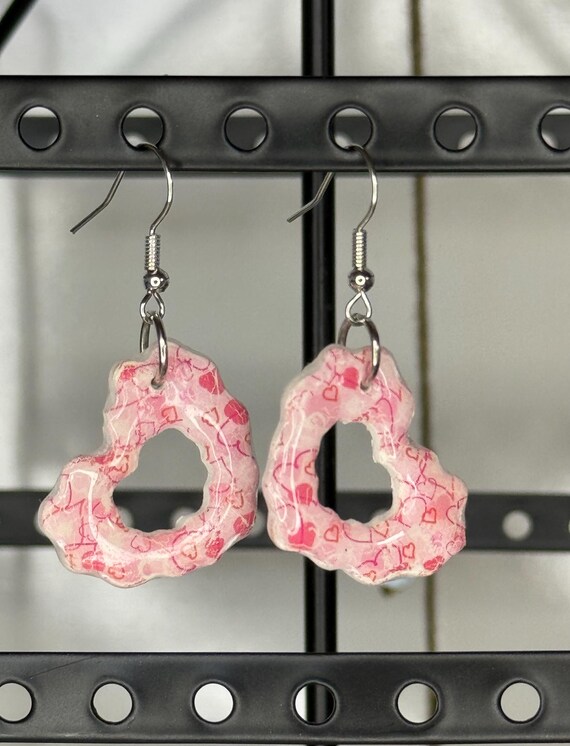 Wavy Heart Polymer Clay Dangle Earring