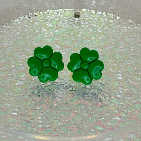 Four-Leaf Green Clover Studded Earrings