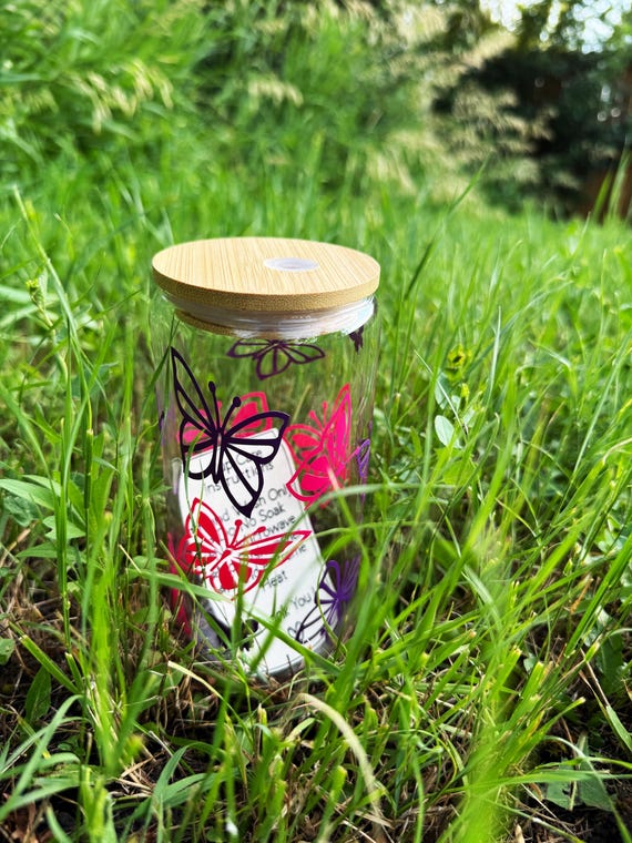 Butterfly glass tumbler