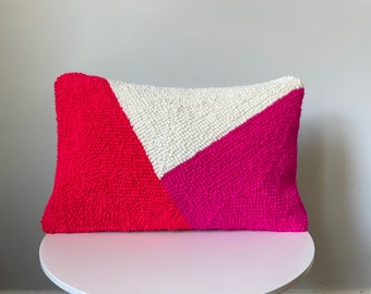 Rectangle Punch Needle Pillow Cover – Geometric | Color Block | Modern Throw