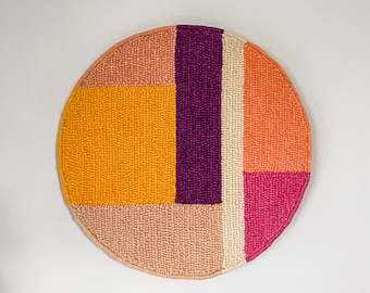 Circles: Geometric Modern Wall Art - Handmade, flush mounted punch needle wall art