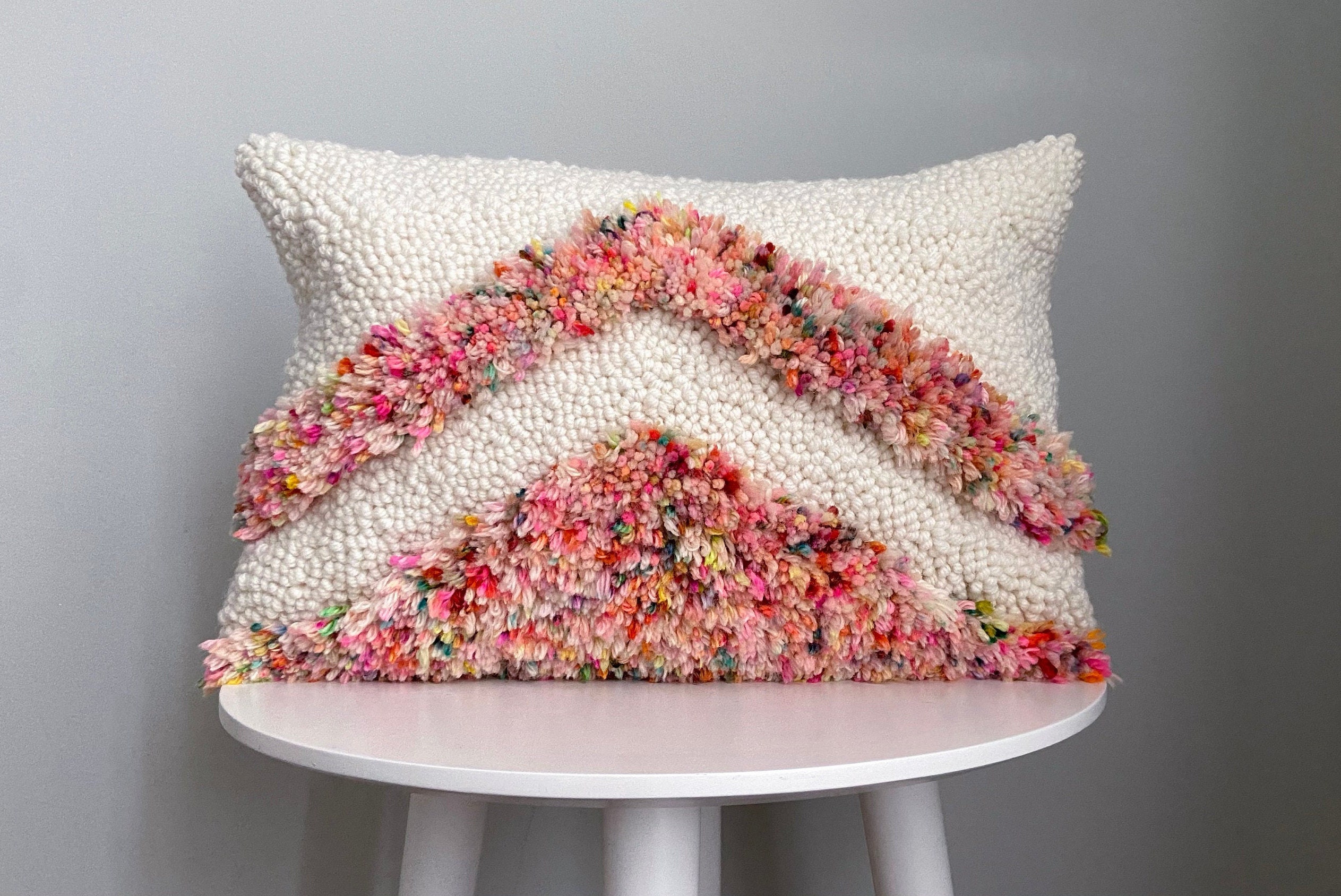 Pink shag pillow sale
