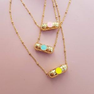 Golden Amulet Talisman Necklace - &quot;Wish&quot; - colorful necklace, boho necklace, lucky charm, Christmas gift, Indian necklace