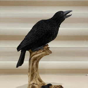 Raven Statue, Raven Bird Sculpture, Bird Statue, Crow Bird Statue, Raven Bird, Animal Home Decor, Handmade Bird Statue, Housewarming Gift