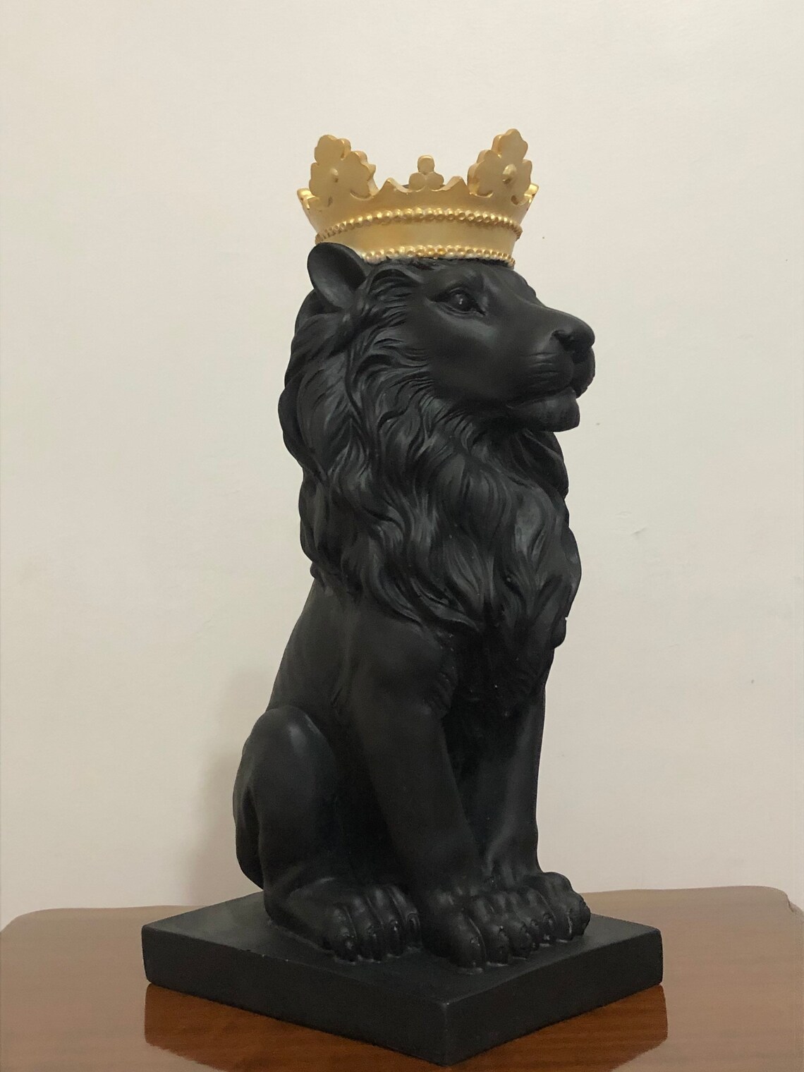 Lion King Statue Lion King Sculpture Crown Lion Sculpture Etsy
